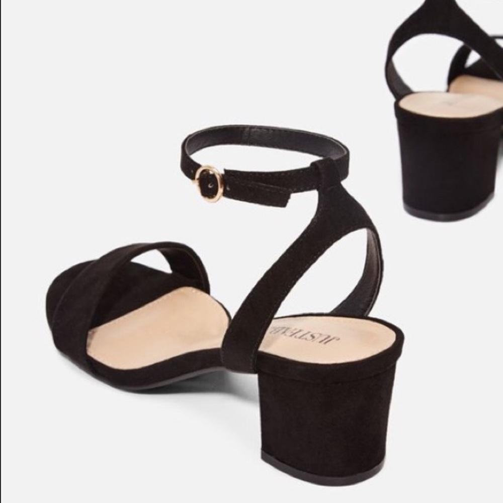 NWT JustFab Black Block Heel Sandals Size 8.5 - Picture 3 of 5